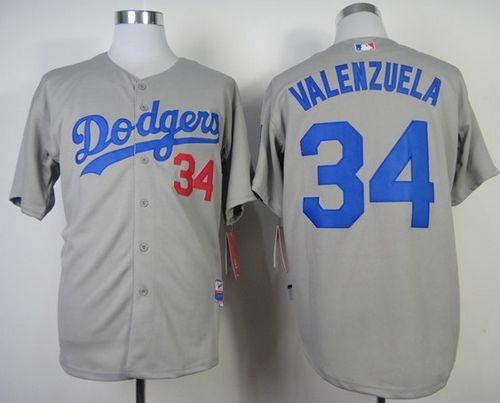 Dodgers #34 Fernando Valenzuela Stitched Grey Cool Base MLB Jersey